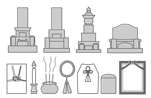 simple illustration set of funeral