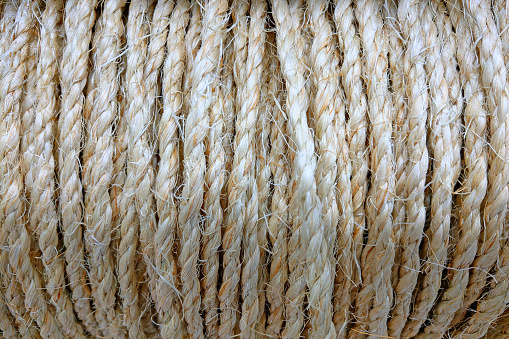 Wicker rope in a hardware store. Background
