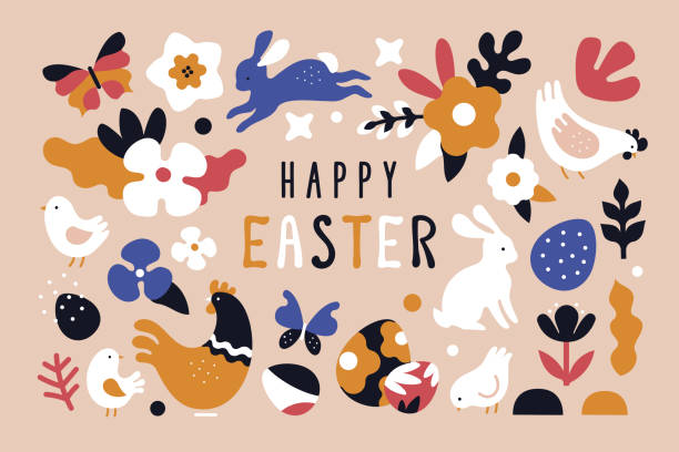 Happy Easter greeting card. vector art illustration