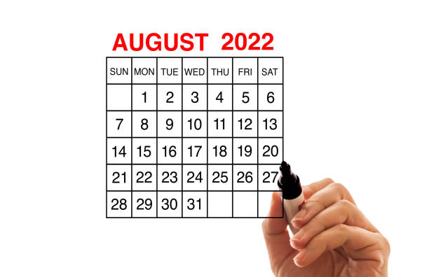istock 2022 calendar August on white background 1378758242