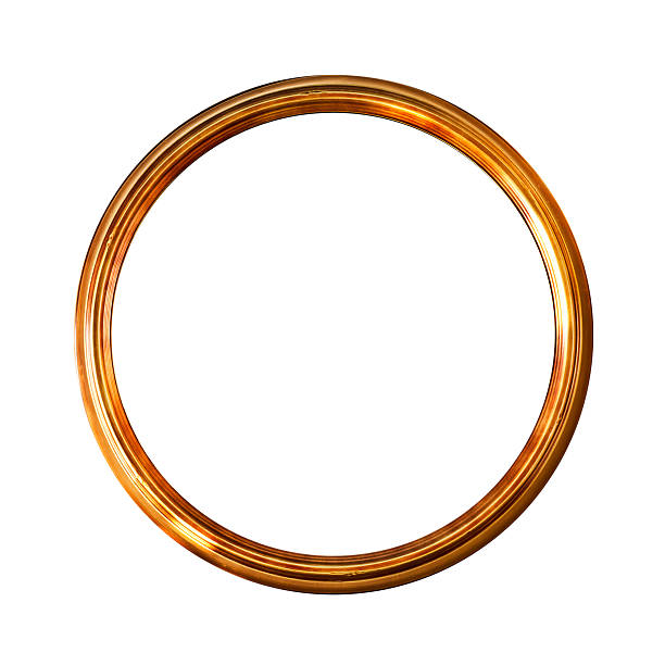 istock Round golden old picture frame,  isolated on white 137876627