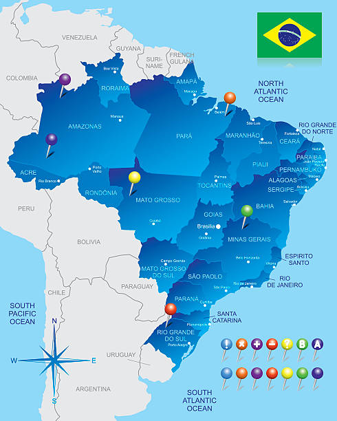 ilustrações de stock, clip art, desenhos animados e ícones de mapa do brasil - ceara state