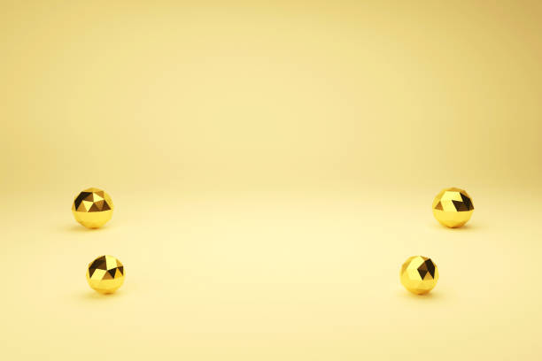 istock Golden spheres on the yellow background 1378775878