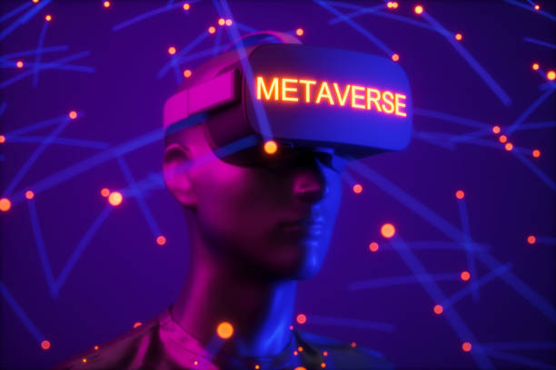 istock Human Head Wearing VR Glasses With Red Connection Dots And Plexus Background 1378780923