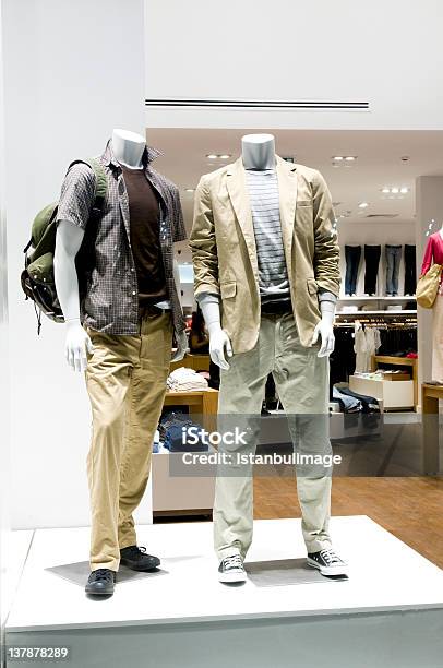 Two Male Mannequins In A Store Stock Photo - Download Image Now - Mannequin, Collection, Male Likeness