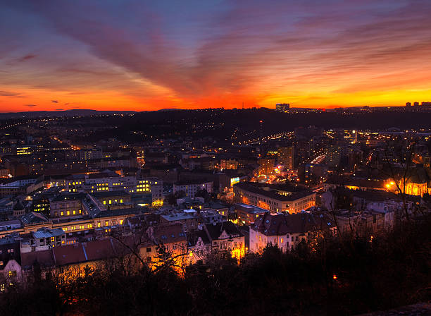Night cityscape of Brno, Czech republic