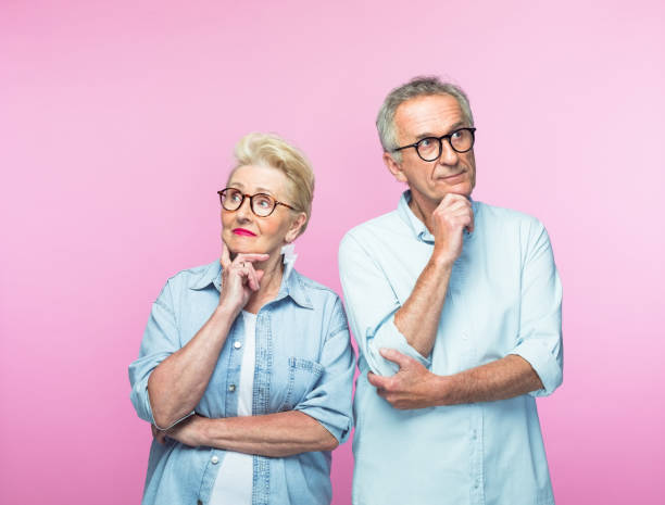 istock Retired elderly man and woman contemplating 1378803353