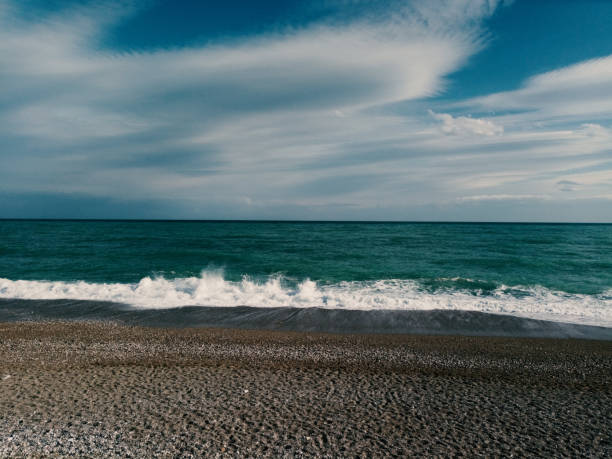 Famous long Konyaalti beach in Antalya.