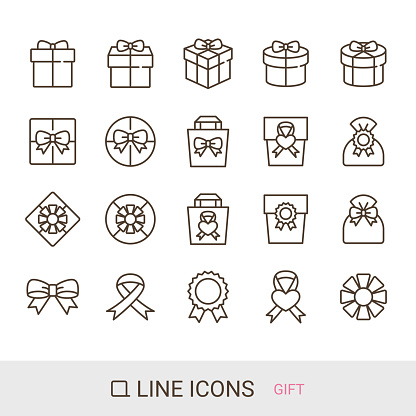 EC site icon, Standard content, Gift, Wrapping, Line icon.