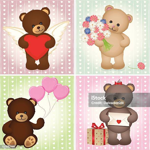 Teddybärserie Valentines Day Stock Vektor Art und mehr Bilder von Alphabet - Alphabet, Blume, Braun
