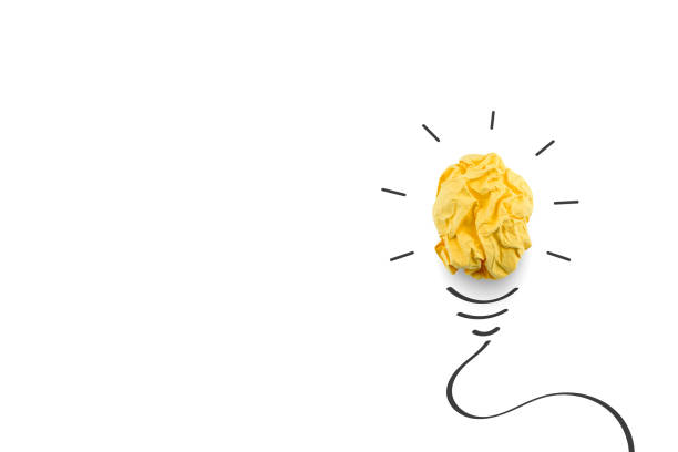 istock Creative and innovative ideas with yellow paper balls instead of light bulbs. 1378825910