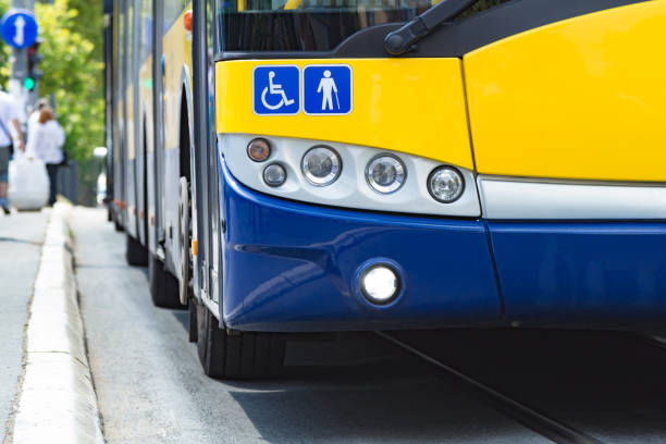 istock Public transportation bus in urban surroundings. 1378844792
