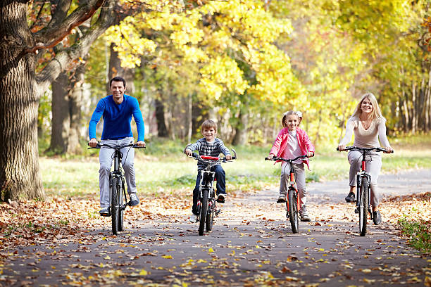 istock Family on bikes 137885036