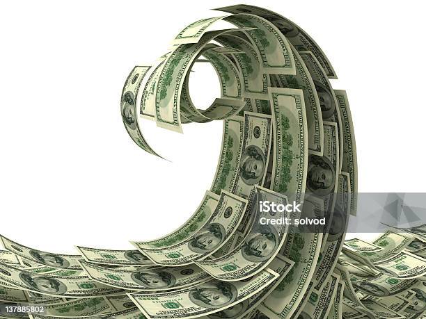 Lots Of Dollar Notes Forming A Tidal Wave Stock Photo - Download Image Now - Wave - Water, Currency, Business