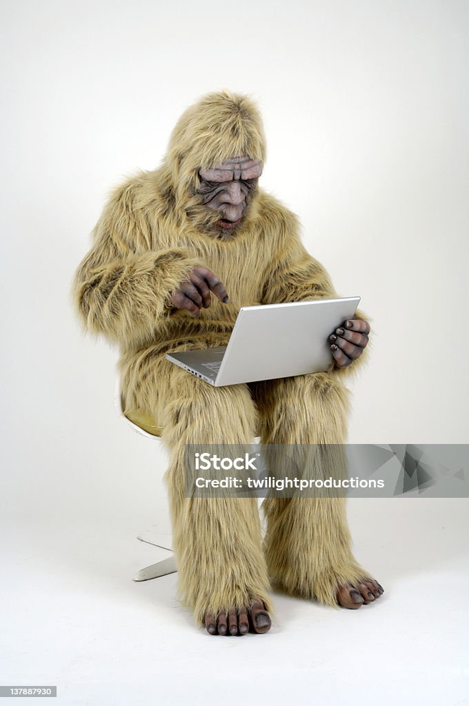 Bigfoot on Laptop Bigfoot Stock Photo