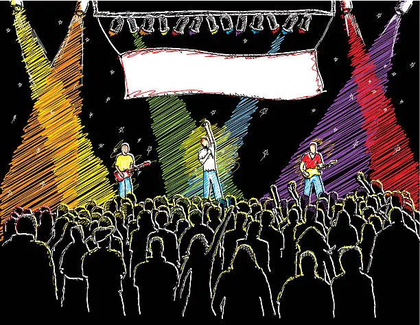 Vector illustration of Rock concert and crowd