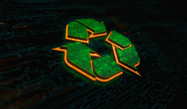 istock Recycling digital waste data and sustainable symbol concept 3d illustration 1378892377