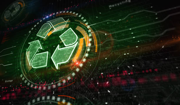 istock Recycling digital waste data and sustainable symbol concept 3d illustration 1378893435