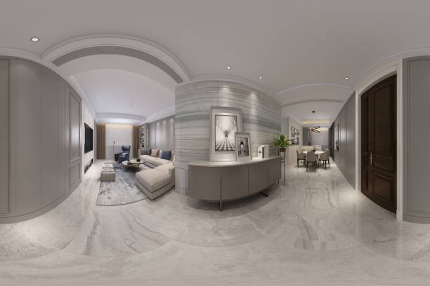 istock 360 Degrees Modern Living and Dining Room. 3D Render. 1378914358