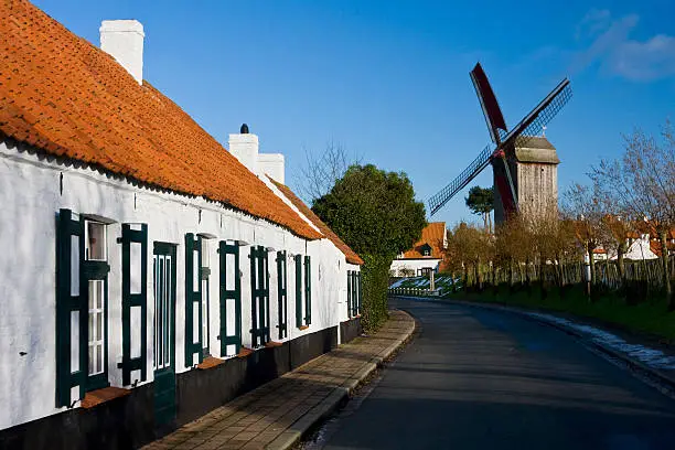 Road and a windmill, Knokke, Belgium