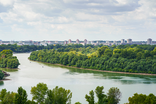 View from Belgrade fortress Kalemegdan to the delta of Danube and Sava.