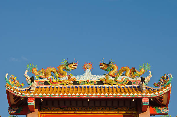 istock Chinese style temple's roof with dragons. 137893910