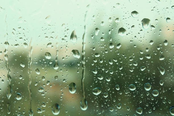 istock Wet window glass. Raindrops close up. Background. Texture. 1378941794