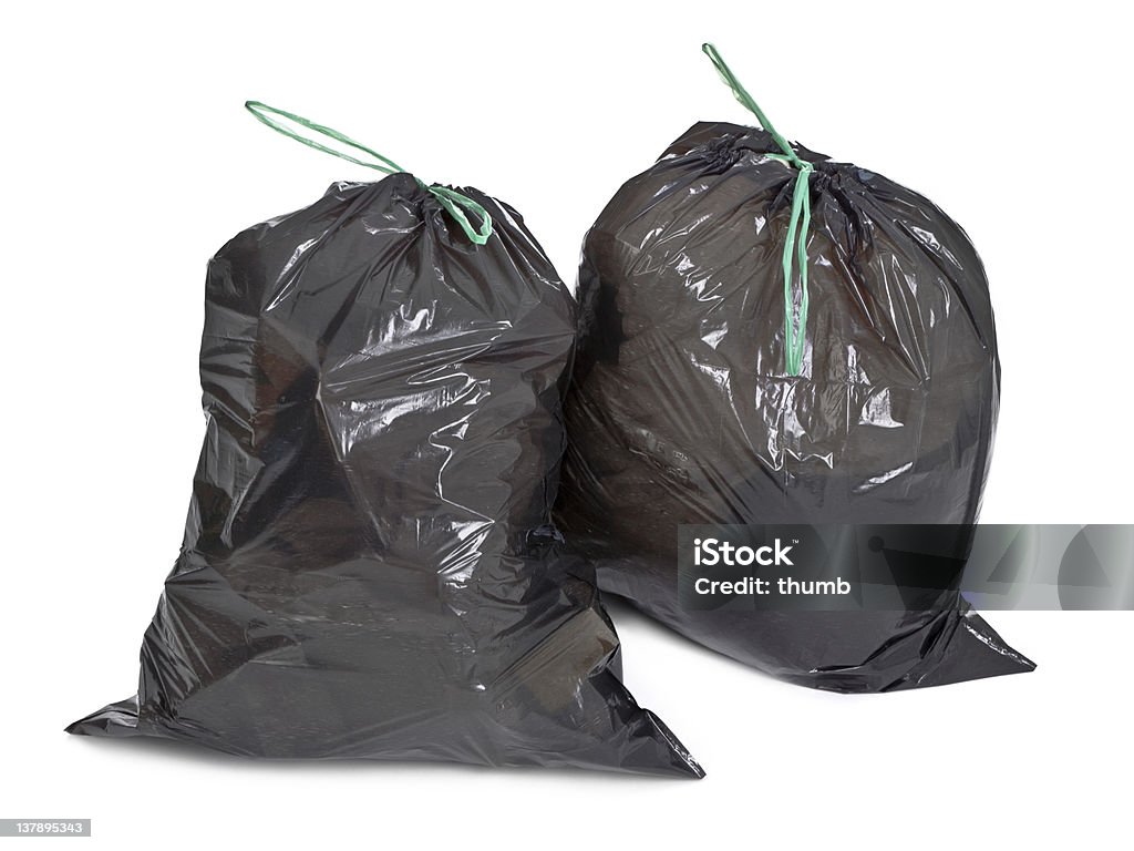 Get drunk Lender Oops Two Tied Garbage Bags On White Stock Photo - Download Image Now - Bag,  Black Color, Chores - iStock