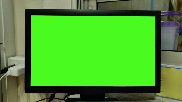 istock Close up laptop green screen. 1378960799