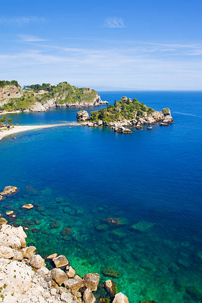 Taormina Beach, Isola bella beach, near Taormina isola bella taormina stock pictures, royalty-free photos & images