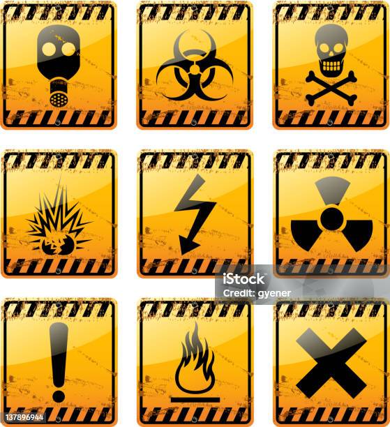Símbolos De Perigo - Arte vetorial de stock e mais imagens de Acidente - Evento Relacionado com o Transporte - Acidente - Evento Relacionado com o Transporte, Alta Voltagem, Amarelo