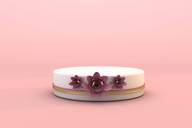 istock 3d podium with pink flower a spring concept 1378982250