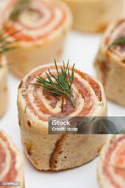 Smoked Salmon Roulade Canape Stock Photo - Download Image Now - Salmon - Seafood, Roulade, Creativity