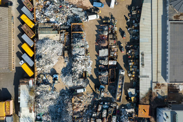 istock Junkyard, recycling center - aerial view 1378998250