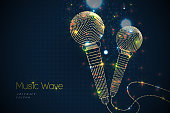 istock Bright music poster with microphone of glitter place for text. 1379029614