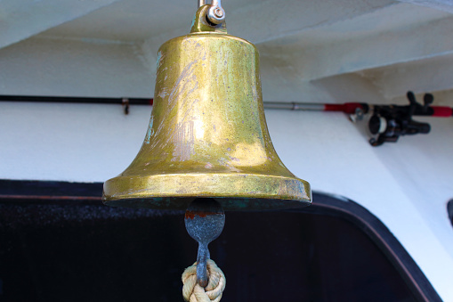 Big ship bell. Close-up. Background.