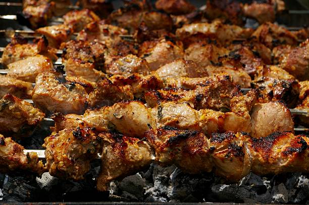 Caucasus shashlik (barbecue) stock photo