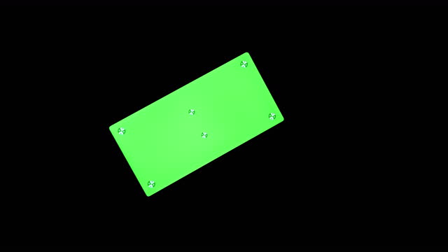 Smartphone with Green Screen, Chroma Key, Markers on Black Background. Close up