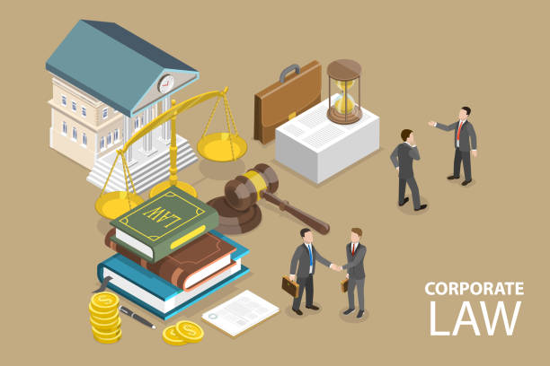 ilustrações de stock, clip art, desenhos animados e ícones de 3d isometric flat vector conceptual illustration of corporate law - employment issues law gavel legal system