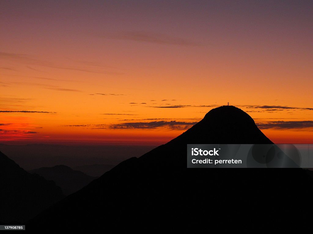 Sonnenuntergang über den Bergen - Lizenzfrei Alpen Stock-Foto