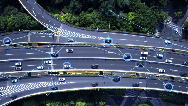 Futuristische Transporttechnik, Automotive Sensing System Konzept.