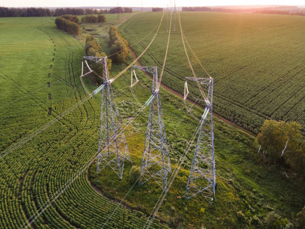 istock Transmission tower, power tower or electricity pylon 1379107764