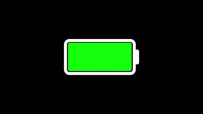 Battery charge on black background.