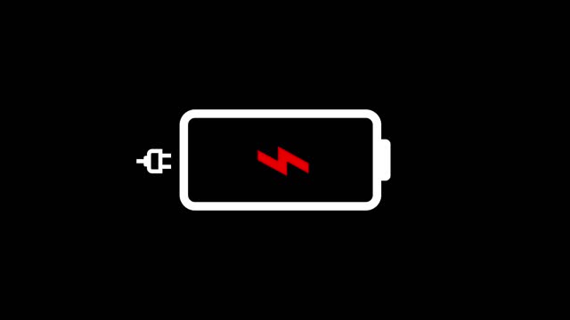 Battery charge on black background.