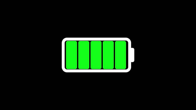 Battery charge on black background.