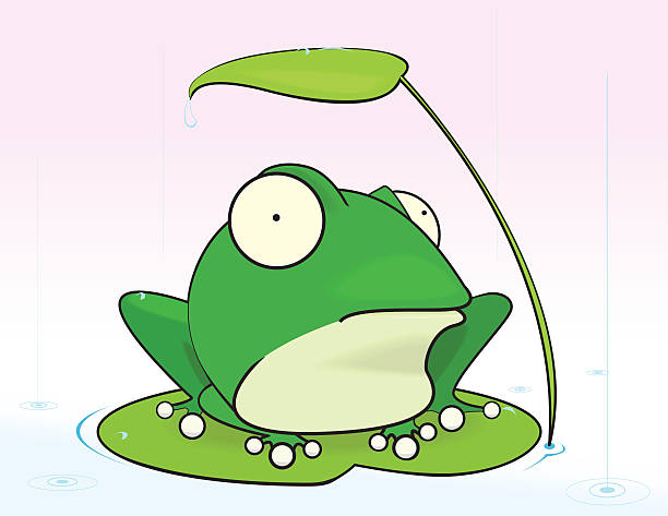 frog sitting on a lily - ian stock illustrations