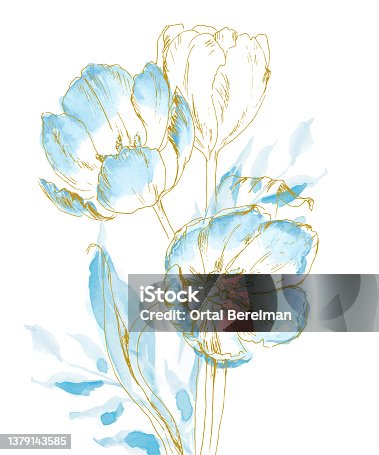 istock Elegant tulips composition. Vector 1379143585