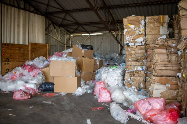 istock Cardboard and plastic at the junkyard collected for recycling 1379161934