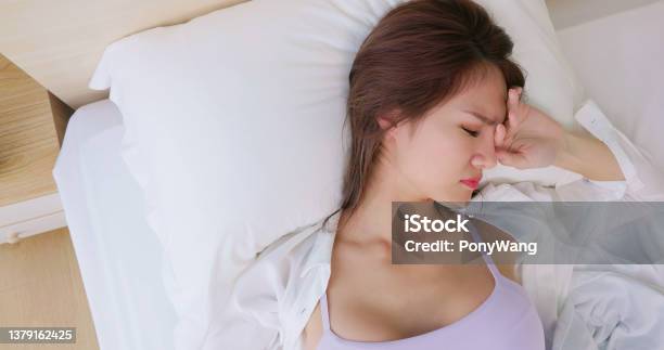 Asian Woman Has Insomnia Stock Photo - Download Image Now - Pain, Sleeping, Adult