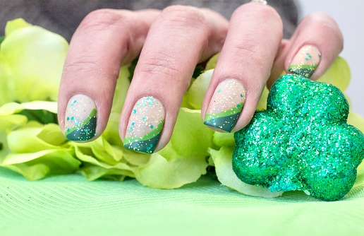 1. Lime Green and Gold Glitter Nail Design - wide 4